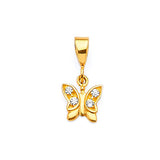 White CZ Butterfly Ladies Pendant in 14K Gold