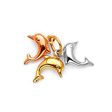 Dolphin Ladies Pendant in 14K Tri-Color Gold