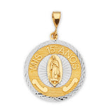 Guadalupe Quinceañera Pendant in 14K Two-Tone Gold