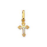 Crucifix Ladies Pendant in 14K Two-Tone Gold