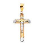 Crucifix Pendant in 14K Two-Tone Gold
