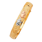 Adjustable 7"-8" Elephant Ladies Bangle in 14K Tri-Color Gold