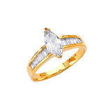 White CZ High-Polish Engagement Ring in 14K Gold