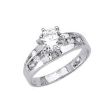 White CZ Pave Engagement Ring in 14K White Gold