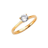 White CZ High-Polish Engagement Ring in 14K Gold