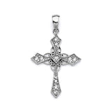 White CZ Cross Pendant in 14K White Gold