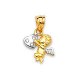 White CZ Angel Ladies Pendant in 14K Two-Tone Gold