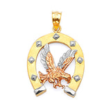 Eagle Mens Pendant in 14K Tri-Color Gold