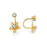 Telephone Stud Earrings with White CZ in 14K Gold and Screw Backing