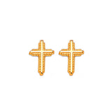 Cross Stud Earrings in 14K Gold and Butterfly Backing