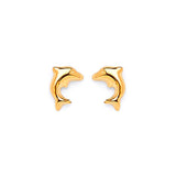 Dolphin Stud Earrings in 14K Gold and Butterfly Backing