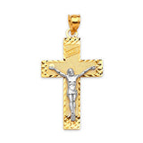 Crucifix Pendant in 14K Two-Tone Gold