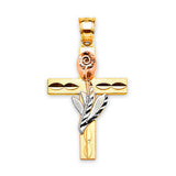 Cross Pendant in 14K Tri-Color Gold