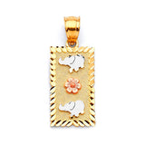 Elephant Ladies Pendant in 14K Tri-Color Gold