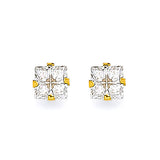 Solitaire Stud Earrings with White CZ in 14K Gold and Screw Backing