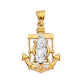 Anchor Pendant in 14K Tri-Color Gold