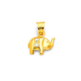 White CZ Elephant Ladies Pendant in 14K Gold