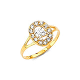 White CZ Ladies Ring in 14K Two-Tone Gold
