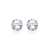 Solitaire Stud Earrings with White CZ in 14K White Gold and Butterfly Backing