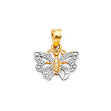 Butterfly Ladies Pendant in 14K Two-Tone Gold