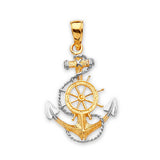 Anchor Mens Pendant in 14K Two-Tone Gold