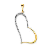 White CZ Heart Ladies Pendant in 14K Two-Tone Gold