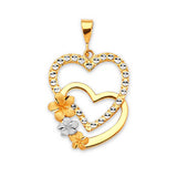 Heart Ladies Pendant in 14K Tri-Color Gold