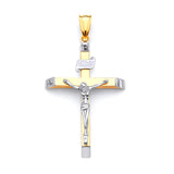 Crucifix Pendant in 14K Two-Tone Gold