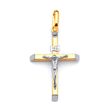 Crucifix Pendant in 14K Two-Tone Gold