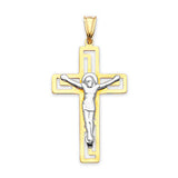 Crucifix Pendant in 14K Two-Tone Gold