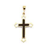 Onyx Cross Pendant in 14K Gold