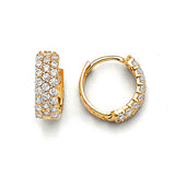 Huggie Earrings with White CZ in 14K Gold