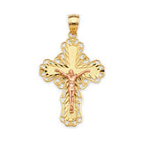 Crucifix Pendant in 14K Two-Tone Gold