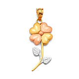 Flower Ladies Pendant in 14K Tri-Color Gold