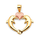 Dolphin Ladies Pendant in 14K Two-Tone Gold