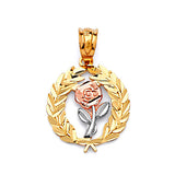 Flower Ladies Pendant in 14K Tri-Color Gold
