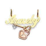 Key Personalized Ladies Pendant in 14K Two-Tone Gold