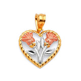 Flower Ladies Pendant in 14K Tri-Color Gold