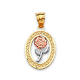 Flower Ladies Pendant in 14K Tri-Color Gold