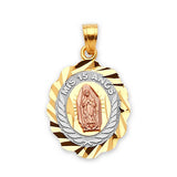 Guadalupe Quinceañera Pendant in 14K Tri-Color Gold