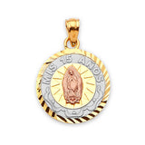 Guadalupe Quinceañera Pendant in 14K Tri-Color Gold