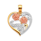 Flower Ladies Pendant in 14K Tri-Color Gold