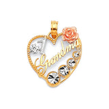 Heart Ladies Pendant in 14K Tri-Color Gold