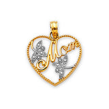 Heart Ladies Pendant in 14K Two-Tone Gold