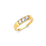 White CZ Three-Stone Kids Ring in 14K Gold