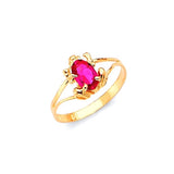 Red CZ Frog Kids Ring in 14K Gold