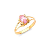 Pink CZ Frog Kids Ring in 14K Gold