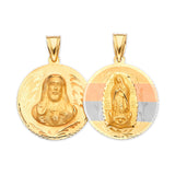 Guadalupe Double-Sided Pendant in 14K Tri-Color Gold