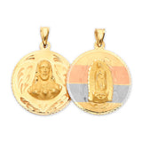 Guadalupe Double-Sided Pendant in 14K Tri-Color Gold