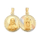 Guadalupe Double-Sided Pendant in 14K Tri-Color Gold